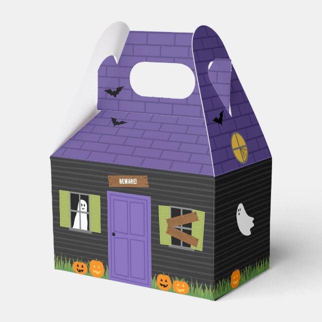 Haunted House Halloween Treat Favor Boxes (Front Side)