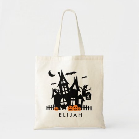 Haunted House Halloween Trick Or Treat Canvas Bag