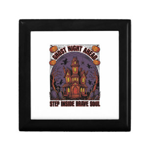 Haunted House Halloween Vintage Engraving Design_1 Gift Box