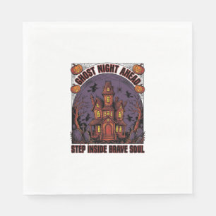 Haunted House Halloween Vintage Engraving Design_1 Napkins