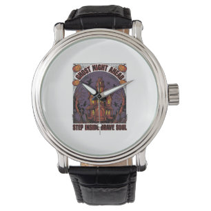 Haunted House Halloween Vintage Engraving Design_1 Watch