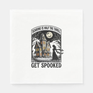 Haunted House Halloween Vintage Engraving Horror S Napkins