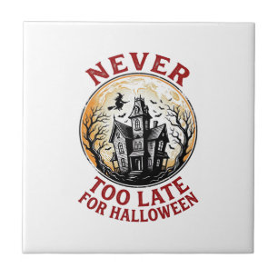 Haunted House Halloween Vintage Engraving Shirt_1 Ceramic Tile