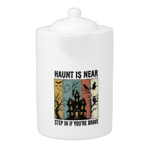 Haunted House Halloween Vintage Engraving Spooky D Teapot