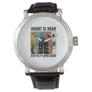 Haunted House Halloween Vintage Engraving Spooky D Watch