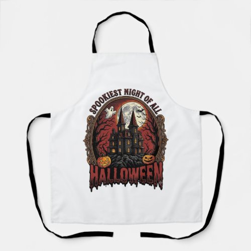 Haunted House Halloween Vintage Engraving Spooky N Apron