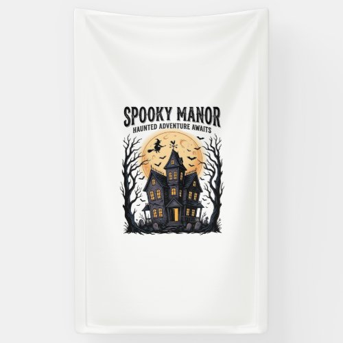 Haunted House Halloween Vintage Engraving Spooky N Banner