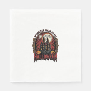 Haunted House Halloween Vintage Engraving Spooky N Napkins