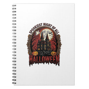 Haunted House Halloween Vintage Engraving Spooky N Notebook