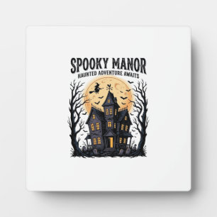 Haunted House Halloween Vintage Engraving Spooky N Plaque