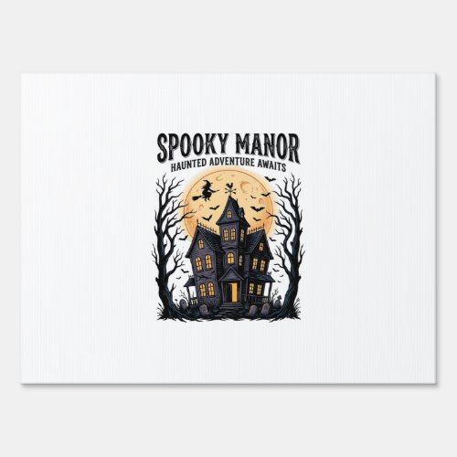 Haunted House Halloween Vintage Engraving Spooky N Sign