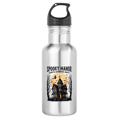 Haunted House Halloween Vintage Engraving Spooky N Stainless Steel Water Bottle