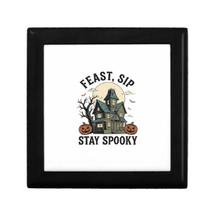 Haunted House Halloween Vintage Engraving Spooky S Gift Box