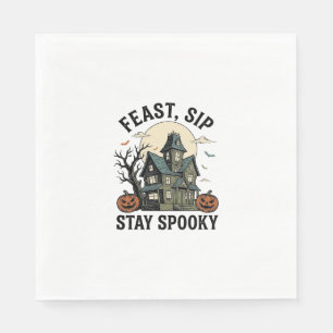 Haunted House Halloween Vintage Engraving Spooky S Napkins
