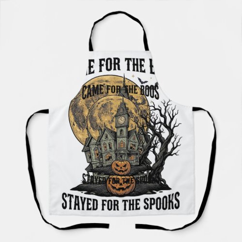 Haunted House Halloween Vintage Engraving Spooky T Apron