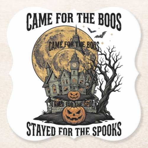 Haunted House Halloween Vintage Engraving Spooky T Paper Coaster