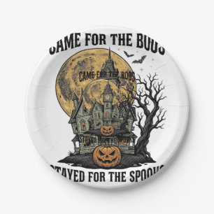 Haunted House Halloween Vintage Engraving Spooky T Paper Plates