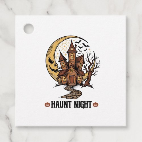 Haunted House Halloween Vintage Engraving White Sh Favor Tags