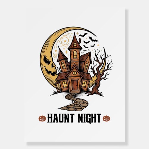 Haunted House Halloween Vintage Engraving White Sh Foam Board