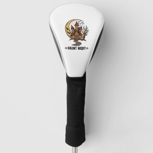 Haunted House Halloween Vintage Engraving White Sh Golf Head Cover