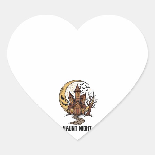 Haunted House Halloween Vintage Engraving White Sh Heart Sticker