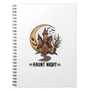 Haunted House Halloween Vintage Engraving White Sh Notebook