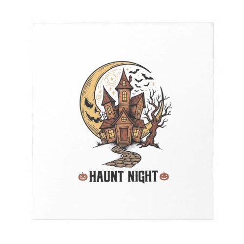 Haunted House Halloween Vintage Engraving White Sh Notepad
