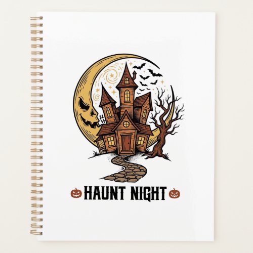 Haunted House Halloween Vintage Engraving White Sh Planner