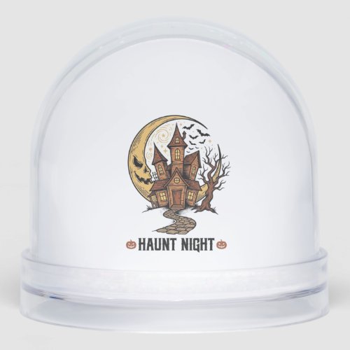 Haunted House Halloween Vintage Engraving White Sh Snow Globe