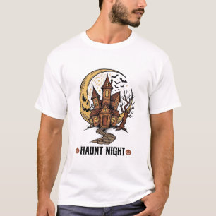 Haunted House Halloween Vintage Engraving White Sh T-Shirt