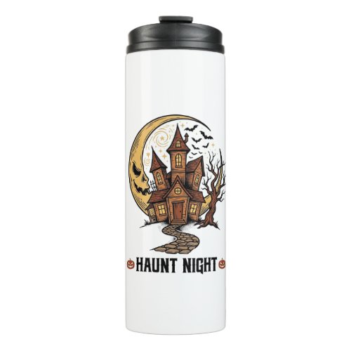 Haunted House Halloween Vintage Engraving White Sh Thermal Tumbler