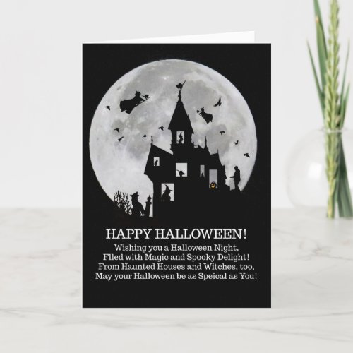 Haunted House Halloween with Witches and Such Card