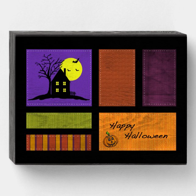 Haunted House Halloween Wood Box Sign (Front Horizontal)