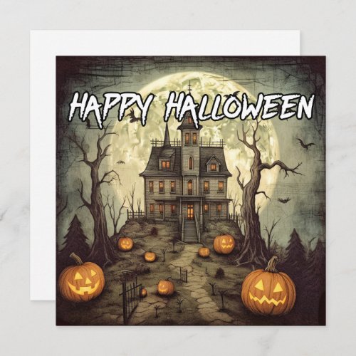 Haunted House  Happy Halloween Card