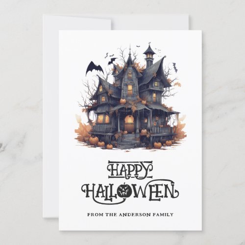 Haunted House Happy Halloween Card