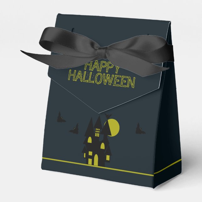 Haunted House, Happy Halloween Favor Boxes (Front Side)