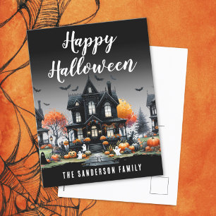 Haunted House Happy Halloween Holiday Postcard