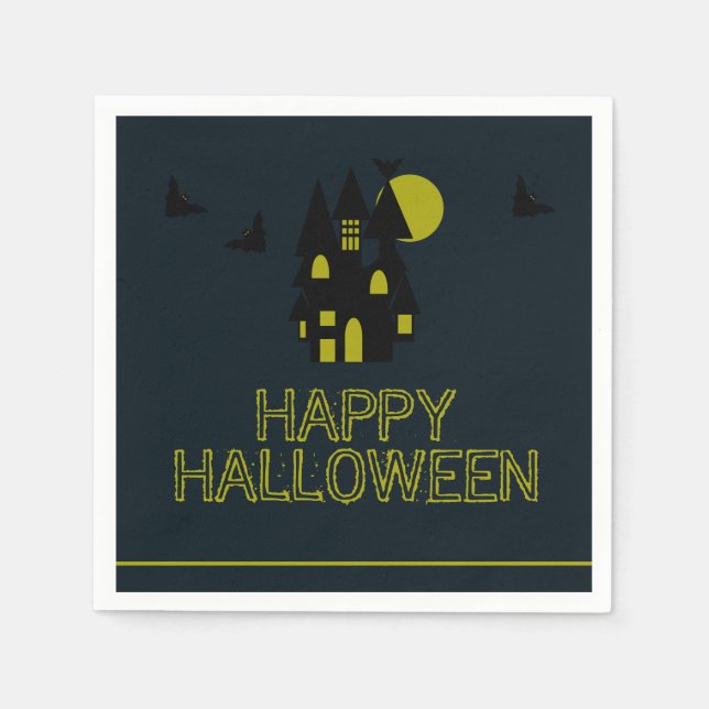 Haunted House, Happy Halloween  Napkins (Front)