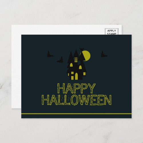 Haunted House Happy Halloween Postcard