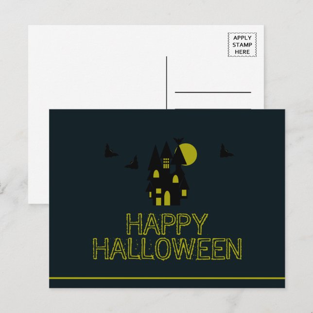 Haunted House, Happy Halloween Postcard (Front/Back)