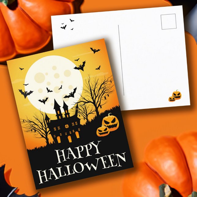 Haunted House Happy Halloween Postcard (Haunted House Happy Halloween Postcard)