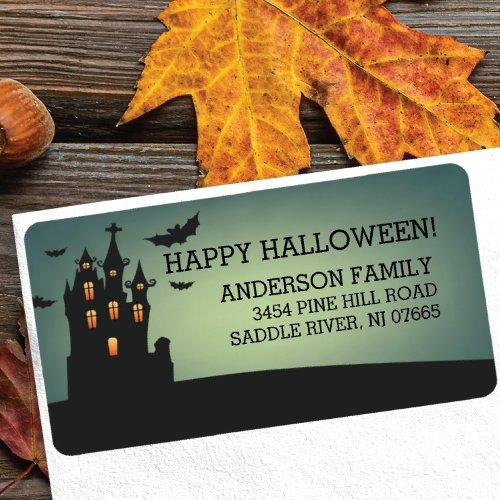 Haunted House Happy Halloween Return Address Label