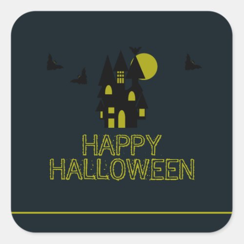 Haunted House Happy Halloween Square Sticker