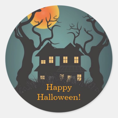 Haunted house Happy Halloween Sticker