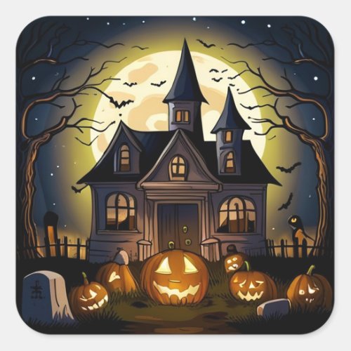 Haunted House Happy Halloween Stickers