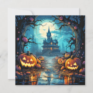 Haunted House In the Moonlight Card