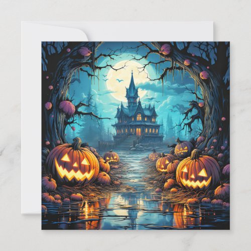 Haunted House In the Moonlight Card