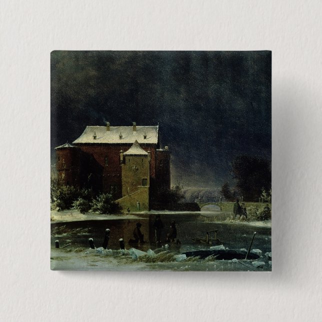 Haunted House in the Snow, 1848 Pinback Button (Front)