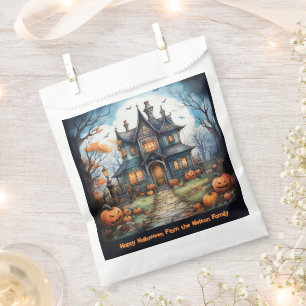 Haunted House Jack-O' Lanterns Happy Halloween Favor Bag