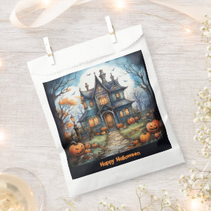 Haunted House Jack-O' Lanterns Happy Halloween Favor Bag